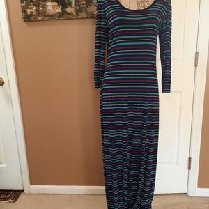 Multicolored Striped Long Sleeve Maxi Dress